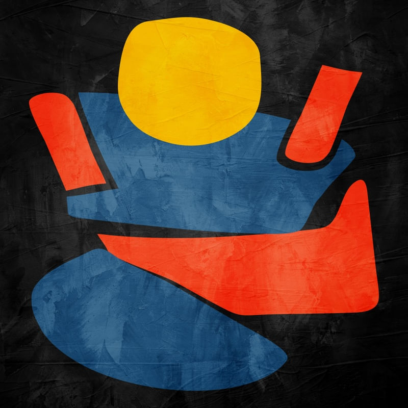 ARTE CONTEMPORANEA COLORIDA LARANJA AMARELO AZUL - ABSTRATO ORGÂNICO - 325B-Q