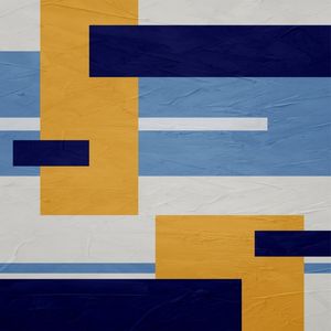 ARTE CONTEMPORANEA COLORIDA QUADRADO AZUL AMARELO - ABSTRATO GEOMETRICO - 695A - Q
