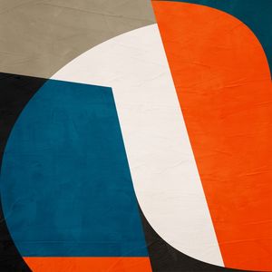 ARTE CONTEMPORANEA COLORIDA QUADRADO AZUL LARANJA - ABSTRATO GEOMETRICO - 704B - Q