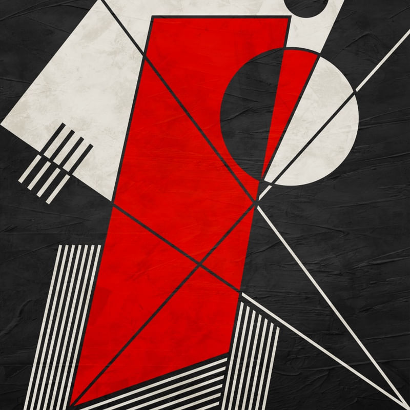 ARTE CONTEMPORANEA COLORIDA QUADRADO VERMELHO PRETO - ABSTRATO GEOMETRICO - 332A - Q