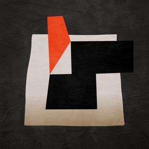 ARTE CONTEMPORANEA COLORIDA QUADRADO LARANJA PRETO - ABSTRATO GEOMETRICO - 637A - Q