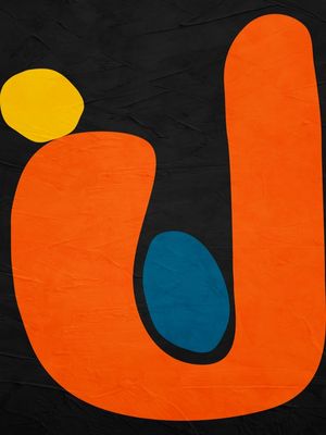 ARTE CONTEMPORANEA COLORIDA PRETO LARANJA - ABSTRATO ORGÂNICO - 330A2