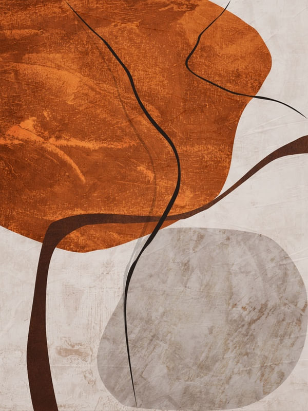 ARTE CONTEMPORANEA COLORIDA MARROM TELHA BEGE - ABSTRATO ORGÂNICO - 245B