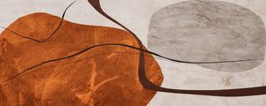 ARTE PANORAMICO COLORIDA MARROM TELHA BEGE - ABSTRATO ORGÂNICO - 245B-PH
