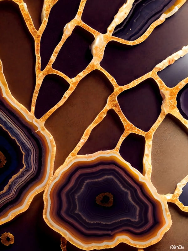 ARTES ABSTRATAS - AGATA MARROM E DOURADA