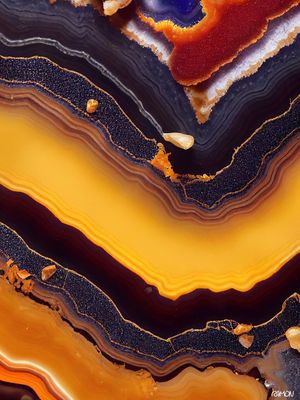 ARTES ABSTRATAS - AGATA AMARELA E CINZA