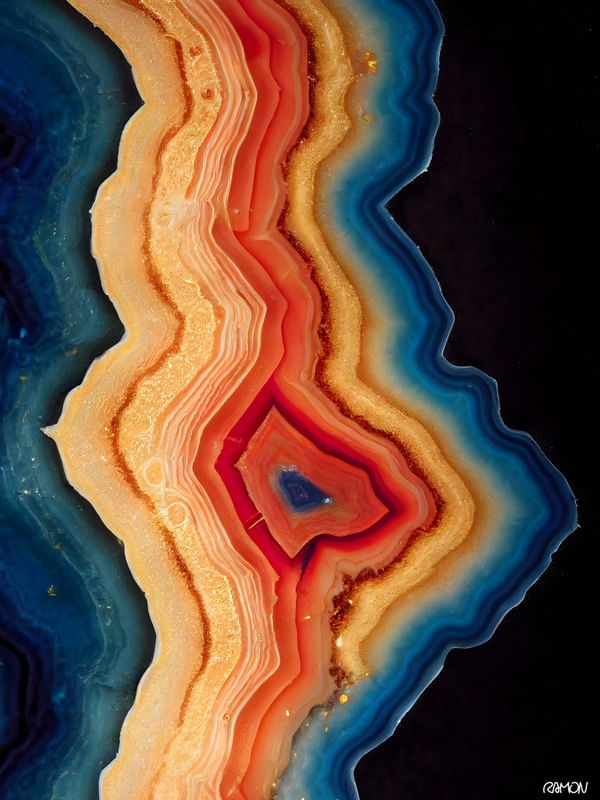 ARTES ABSTRATAS - AGATA AMARELA E AZUL