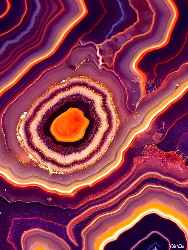 ARTES ABSTRATAS - AGATA ROXA E LARANJA