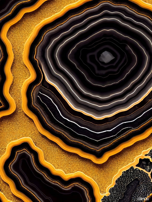ARTES ABSTRATAS - AGATA DOURADA E NEGRA