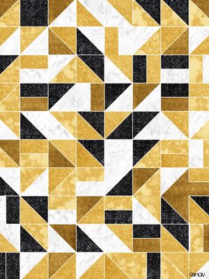 COMPOSIÇÃO GEOMÉTRICA - BRANCO E DOURADO