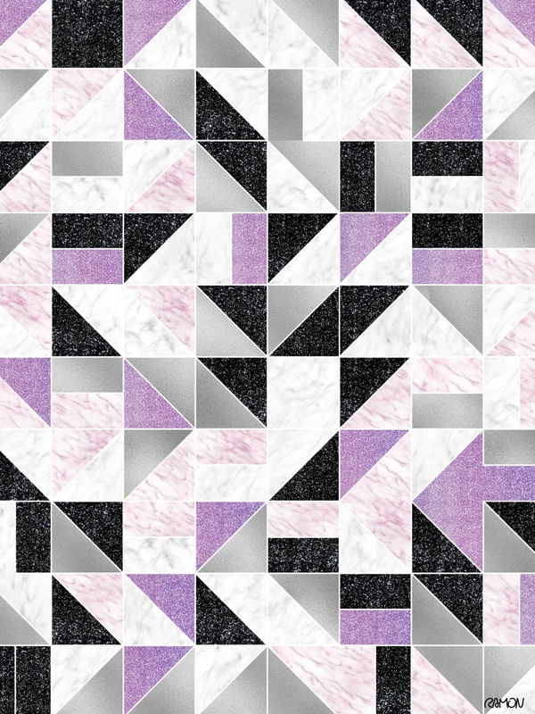 COMPOSIÇÃO GEOMÉTRICA - PRETO E ROSE