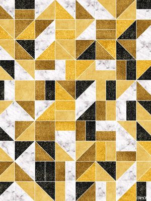 COMPOSIÇÃO GEOMÉTRICA - DOURADO E BRANCO