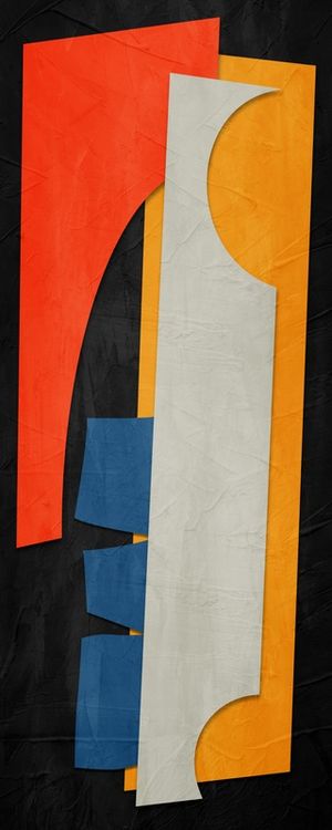 QUADRO DECORATIVO PANORAMICO COLORIDO LARANJA AZUL AMARELO - ABSTRATO GEOMETRICO-122B-PV