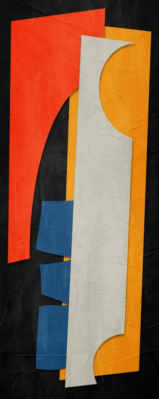 QUADRO DECORATIVO PANORAMICO COLORIDO LARANJA AZUL AMARELO - ABSTRATO GEOMETRICO-122B-PV