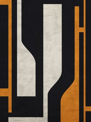 QUADRO DECORATIVO COLORIDO PRETO BEGE AMARELO - ABSTRATO GEOMETRICO - 252C
