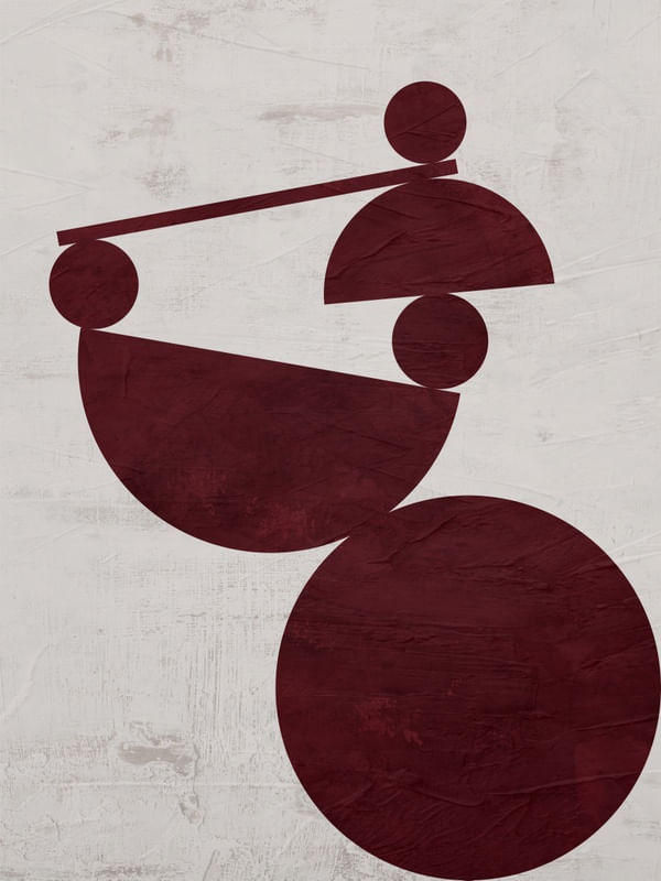 QUADRO DECORATIVO COLORIDO VINHO BORDO BEGE - ABSTRATO GEOMETRICO - 655A3