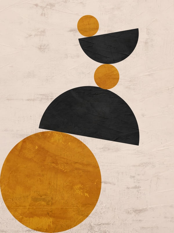 QUADRO DECORATIVO COLORIDO PRETO AMARELO BEGE - ABSTRATO GEOMETRICO - 655B1