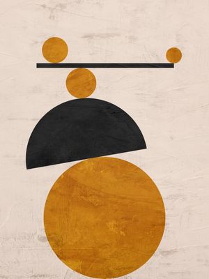 QUADRO DECORATIVO COLORIDO AMARELO PRETO BEGE - ABSTRATO GEOMETRICO - 655B2