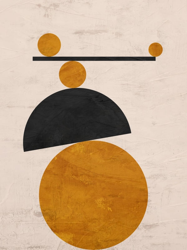QUADRO DECORATIVO COLORIDO AMARELO PRETO BEGE - ABSTRATO GEOMETRICO - 655B2