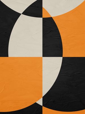 QUADRO DECORATIVO COLORIDO PRETO AMARELO BEGE - ABSTRATO GEOMETRICO - 672B