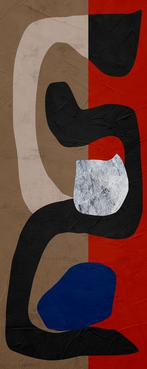 ARTE CONTEMPORÂNEA COLORIDA PANORAMICO- VERMELHO MARROM AZUL - ABSTRATO ORGÂNICO-335A-PV