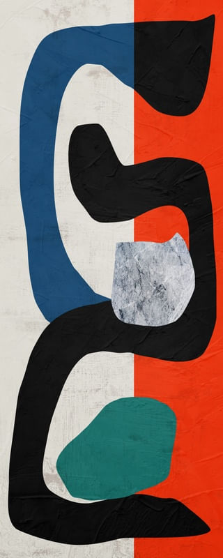 ARTE CONTEMPORÂNEA COLORIDA PANORAMICO - LARANJA PRETO AZUL - ABSTRATO ORGÂNICO-335B-PV