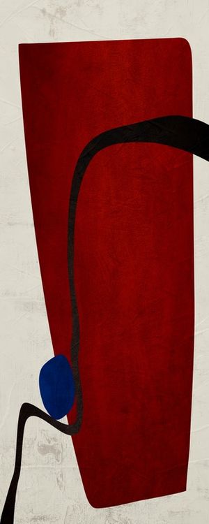 ARTE CONTEMPORÂNEA COLORIDA PANORAMICO- VERMELH0 AZUL PRETO - ABSTRATO ORGÂNICO-336A3-PV