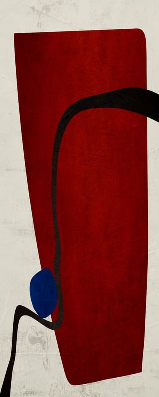 ARTE CONTEMPORÂNEA COLORIDA PANORAMICO- VERMELH0 AZUL PRETO - ABSTRATO ORGÂNICO-336A3-PV
