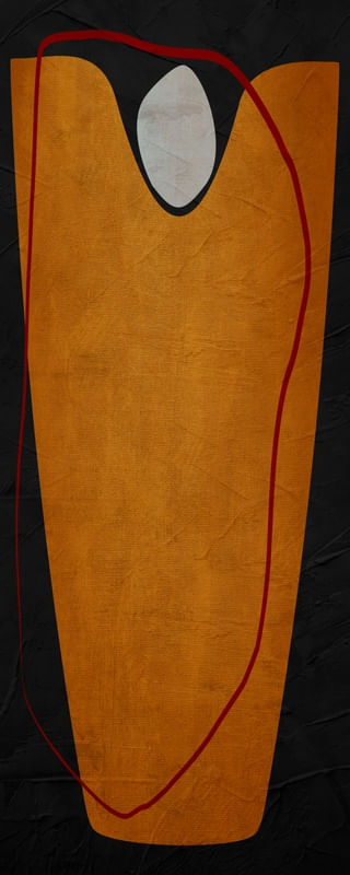 ARTE CONTEMPORÂNEA COLORIDA PANORAMICO- LARANJA PRETO - ABSTRATO ORGÂNICO-336B2-PV