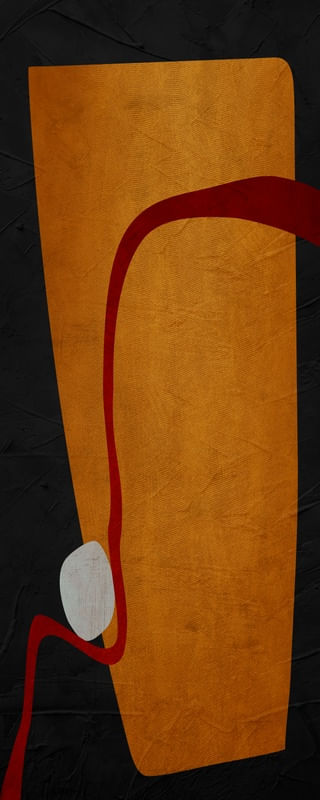ARTE CONTEMPORÂNEA COLORIDA PANORAMICO- LARANJA PRETO - ABSTRATO ORGÂNICO-336B3-PV