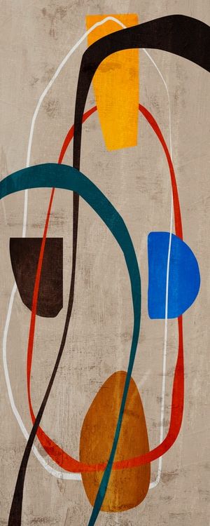 ARTE CONTEMPORÂNEA COLORIDA PANORAMICO- AMARELO AZUL BEGE - ABSTRATO ORGÂNICO-337A-PV