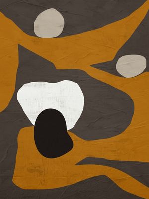 ARTE CONTEMPORÂNEA VERTICAL COLORIDA LARANJA MARROM PRETO - ABSTRATO ORGÂNICO-334B