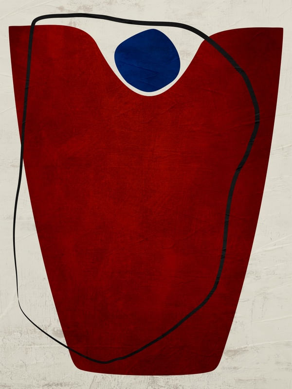 ARTE CONTEMPORÂNEA VERTICAL COLORIDA VERMELHO BEGE AZUL - ABSTRATO ORGÂNICO-336A2