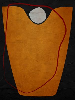 ARTE CONTEMPORÂNEA VERTICAL COLORIDA LARANJA PRETO - ABSTRATO ORGÂNICO-336B2