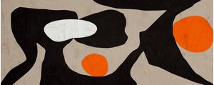 ARTE CONTEMPORÂNEA COLORIDA LARANJA PRETO MARROM - ABSTRATO ORGÂNICO-334C-PH