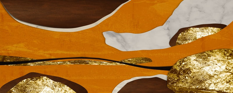 ARTE CONTEMPORÂNEA COLORIDA LARANJA DOURADO MARROM - ABSTRATO ORGÂNICO-331A-PH