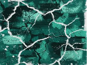 PINTURA E DETALHES ABSTRATOS SÉRIE CORES TONS DE VERDE E BRANCO OP 04