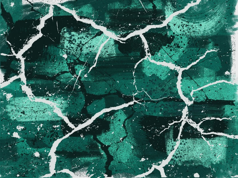 PINTURA E DETALHES ABSTRATOS SÉRIE CORES TONS DE VERDE E BRANCO OP 04