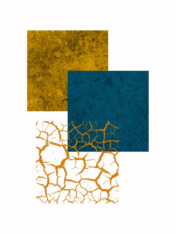 QUADRADOS MINIMALISTAS E TEXTURAS SÉRIE CORES TONS DE AZUL DOURADO OP 11