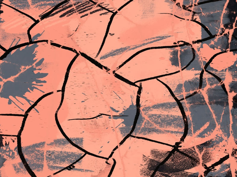PINTURA E DETALHES ABSTRATOS SÉRIE CORES TONS ROSA CORAL E CINZA OP 09