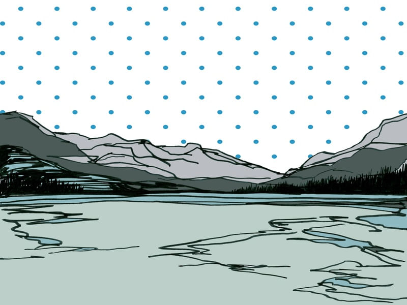 HALF WAY TO HEAVEN 4 - ELEGANTE MONTANHAS PAISAGEM BOLINHAS SKETCH ILUSTRAÇÃO