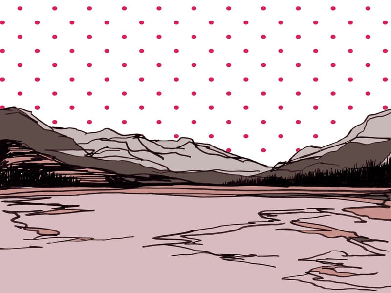 HALF WAY TO HEAVEN 5 - ELEGANTE MONTANHAS PAISAGEM BOLINHAS SKETCH ILUSTRAÇÃO
