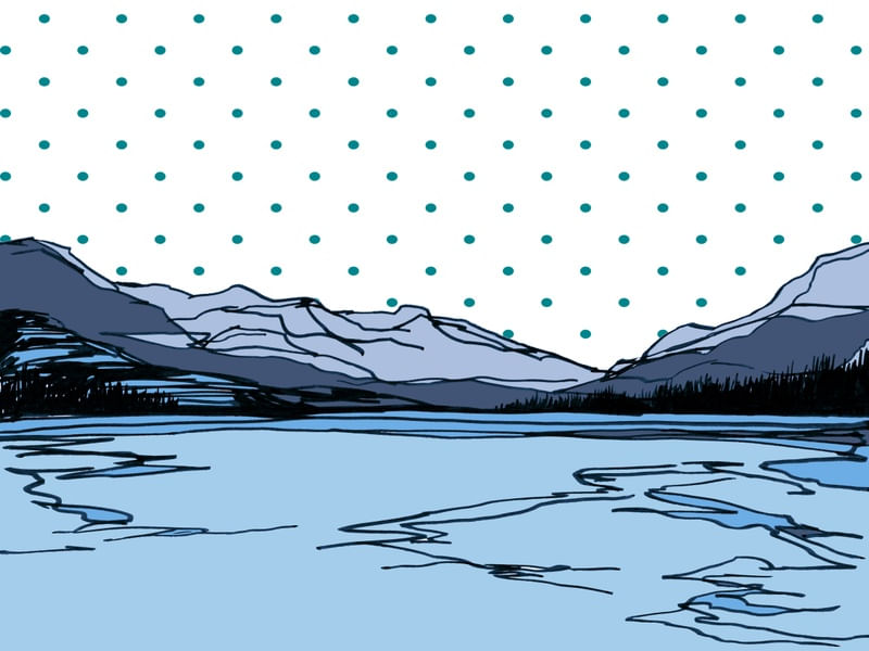 HALF WAY TO HEAVEN 6 - ELEGANTE MONTANHAS PAISAGEM BOLINHAS SKETCH ILUSTRAÇÃO