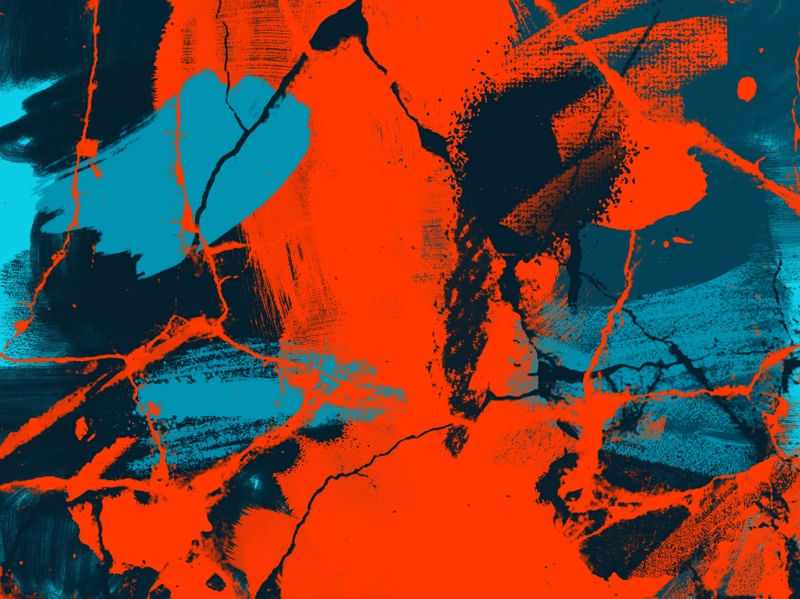 PINTURA E DETALHES ABSTRATOS SÉRIE CORES TONS AZUL E LARANJA OP 05