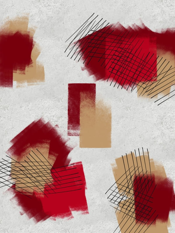 PINCELADAS COM DETALHES ABSTRATOS SÉRIE TONS DE VERMELHO E OCRE OP 02