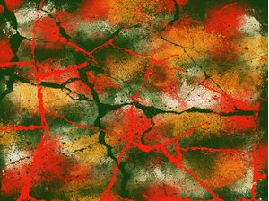 PINTURA E DETALHES ABSTRATOS SÉRIE CORES TONS VERDE E LARANJA OP 06