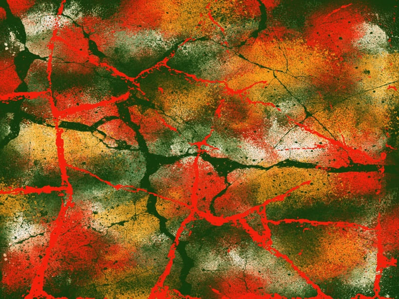 PINTURA E DETALHES ABSTRATOS SÉRIE CORES TONS VERDE E LARANJA OP 06
