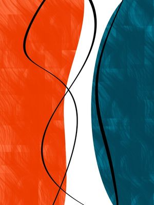 ARTE CONTORNOS MINIMALISTAS SÉRIE CORES LARANJA E AZUL OP 04