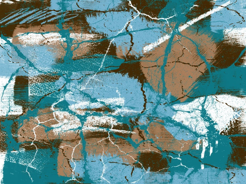 PINTURA E DETALHES ABSTRATOS SÉRIE CORES TONS AZUL E CINZA OP 07