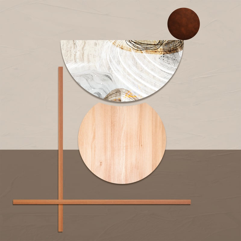 ARTE COM TEXTURA DE MADEIRA E MARMORE - ABSTRATO GEOMETRICO WOOD - 27A-Q